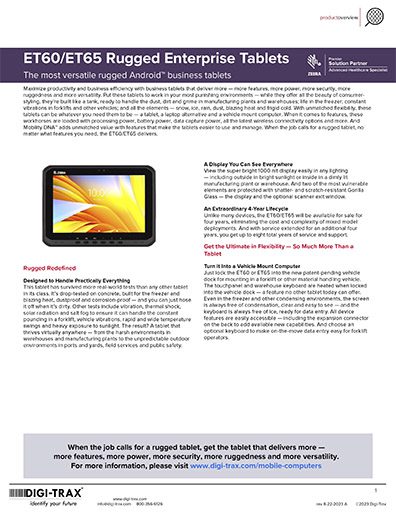 ET60/ET65 Enterprise Tablets Specification Sheet brochure thumbnail image 512px